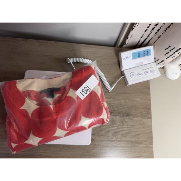 J.CREW Womens Merino Wool Sweater S Red White Blue Polka Dot Americana Preppy - Picture 9 of 9